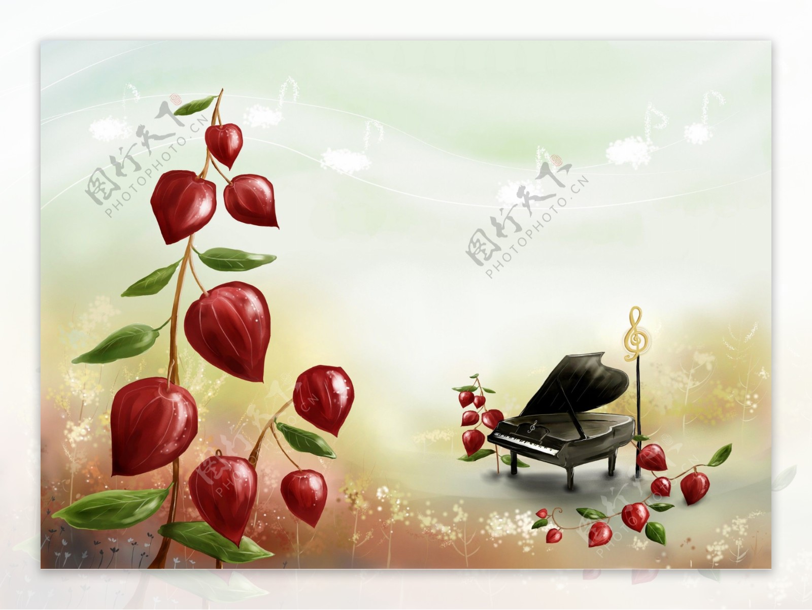卡通钢琴背景图片