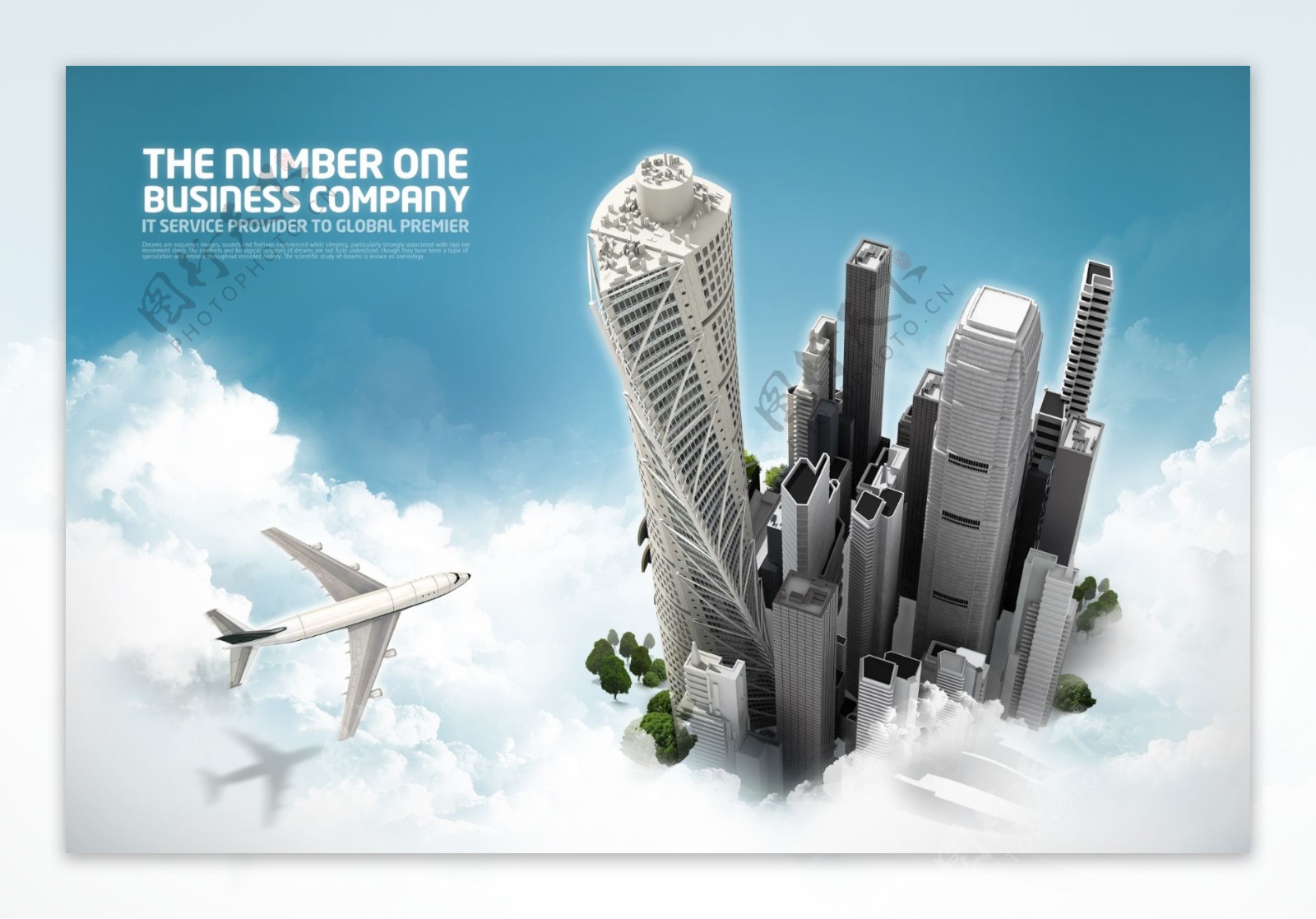 城市上方的飞机图片素材-正版创意图片500840623-摄图网