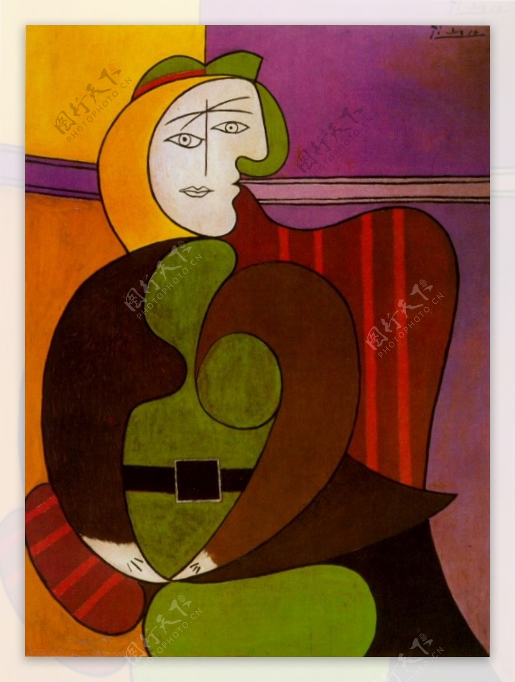 1931Lefauteuilrouge西班牙画家巴勃罗毕加索抽象油画人物人体油画装饰画