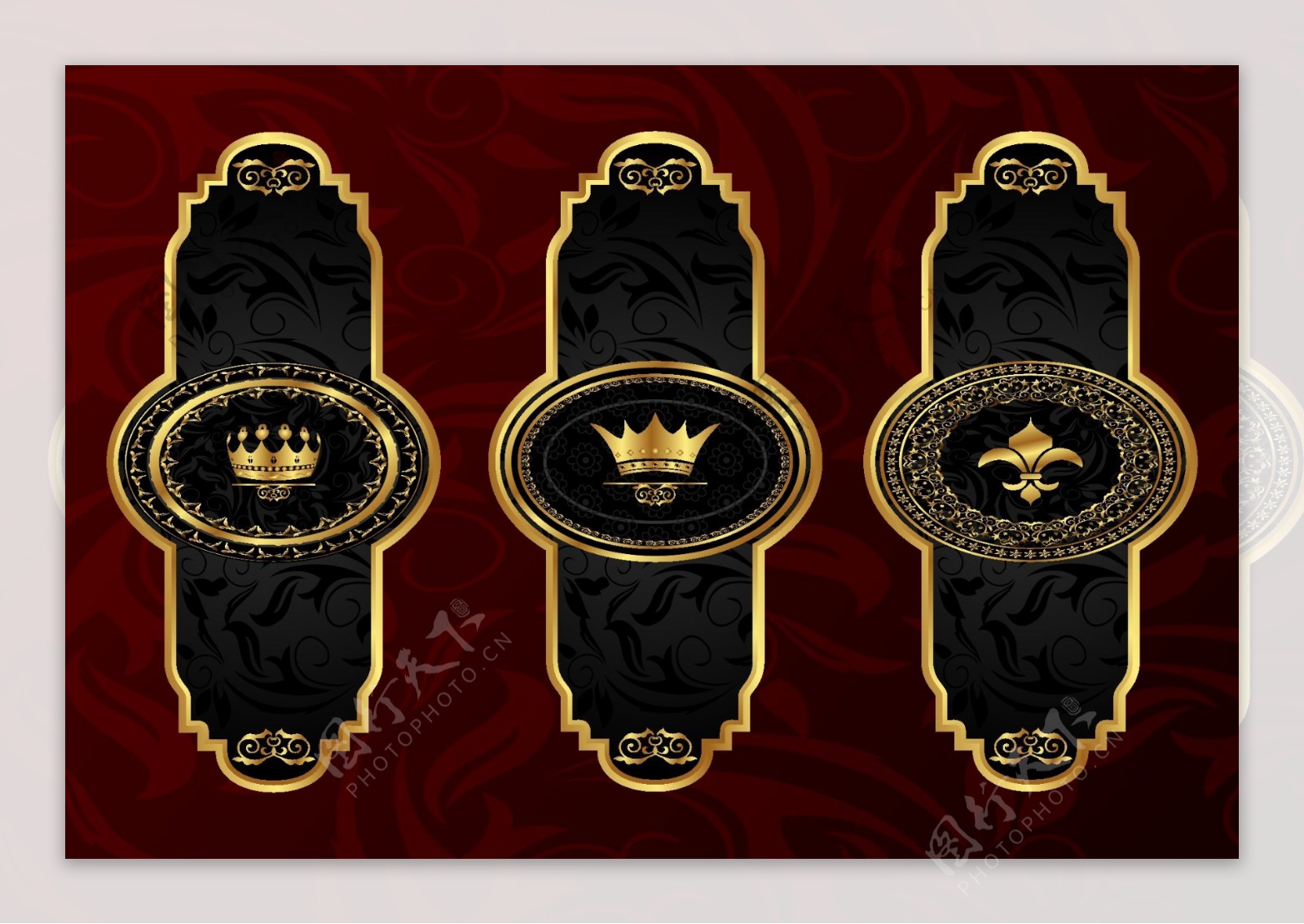 金色花纹花边框欧式标签豪华皇冠图片