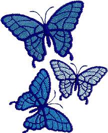 绣花动物蝴蝶色彩蓝色免费素材