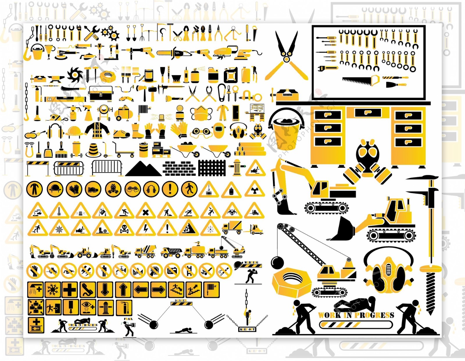 建筑工地工具与器械矢量素材