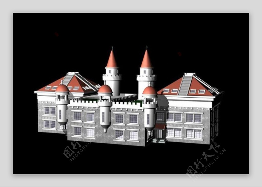 3D欧式古风格房屋建筑