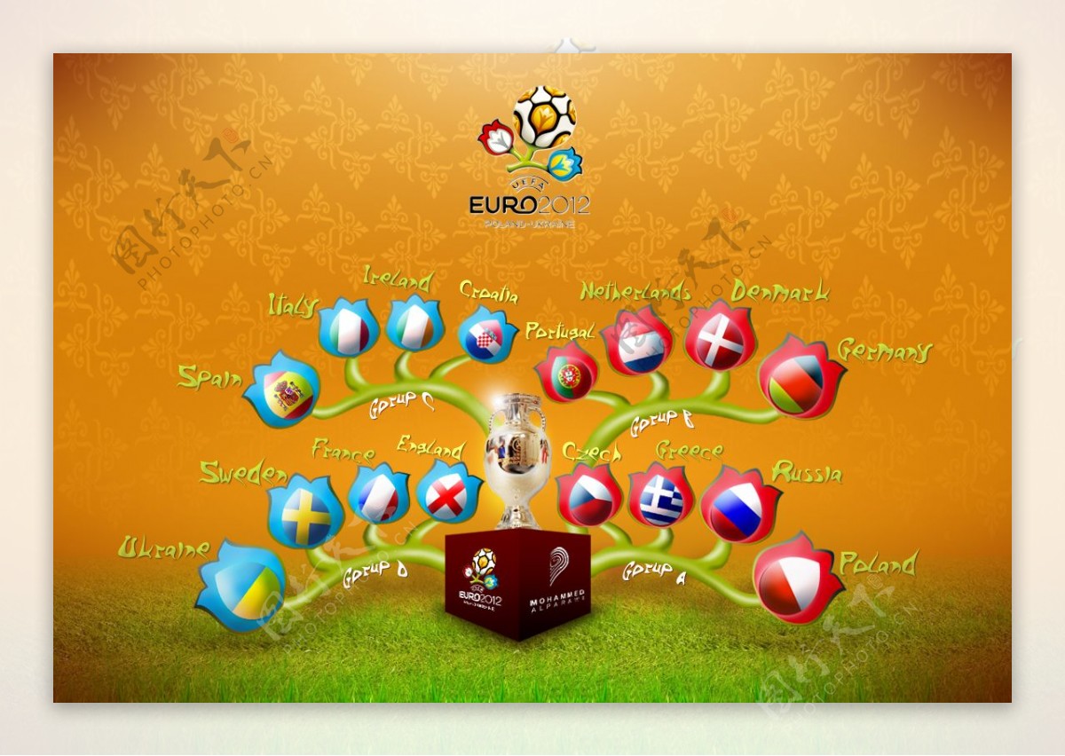 位图主题2012欧洲杯足球旗帜免费素材