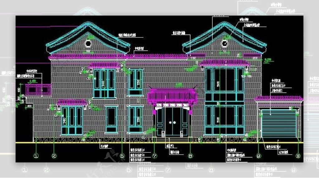 二层中式别墅现代风格建筑施工图nbsp22x17
