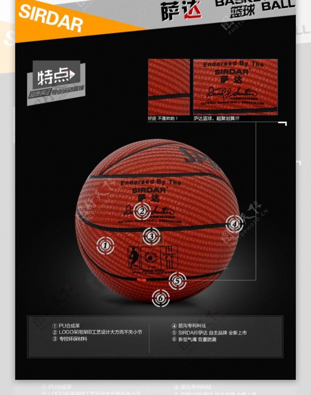篮球详情素材模版