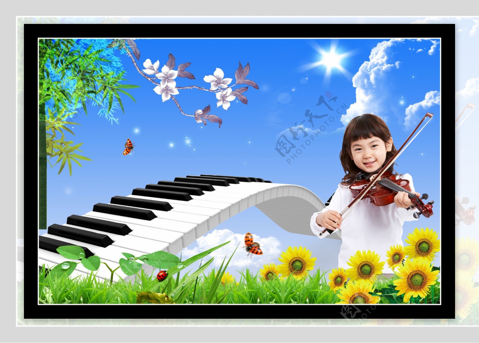 小女孩钢琴图片