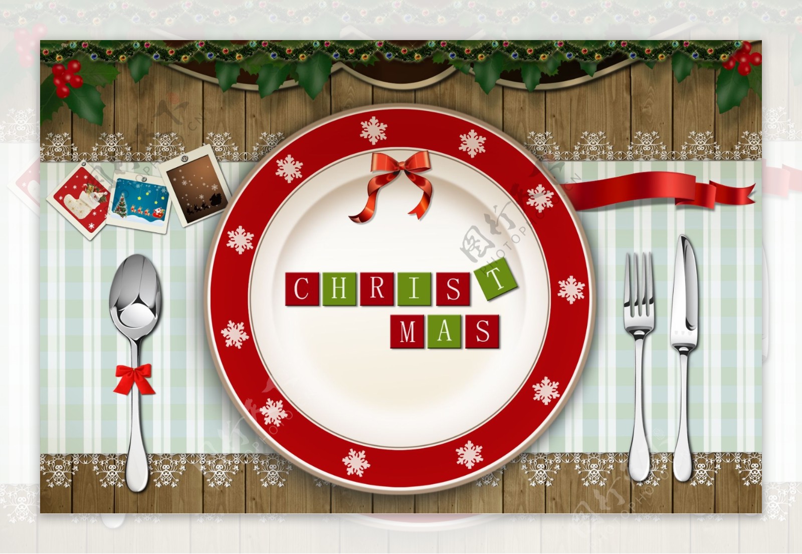 圣诞风餐具餐桌刀叉