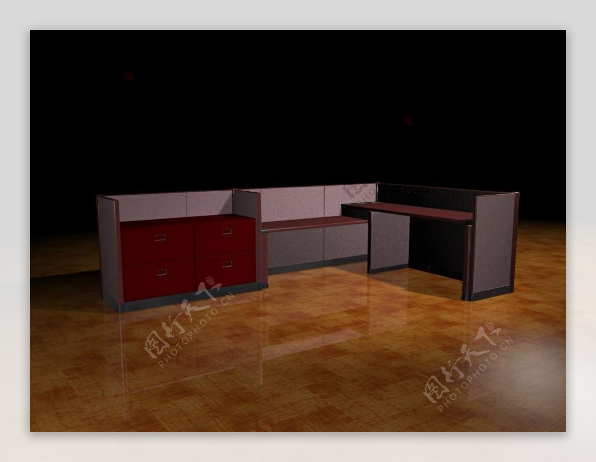办公家具办公桌3d模型3d素材模板237