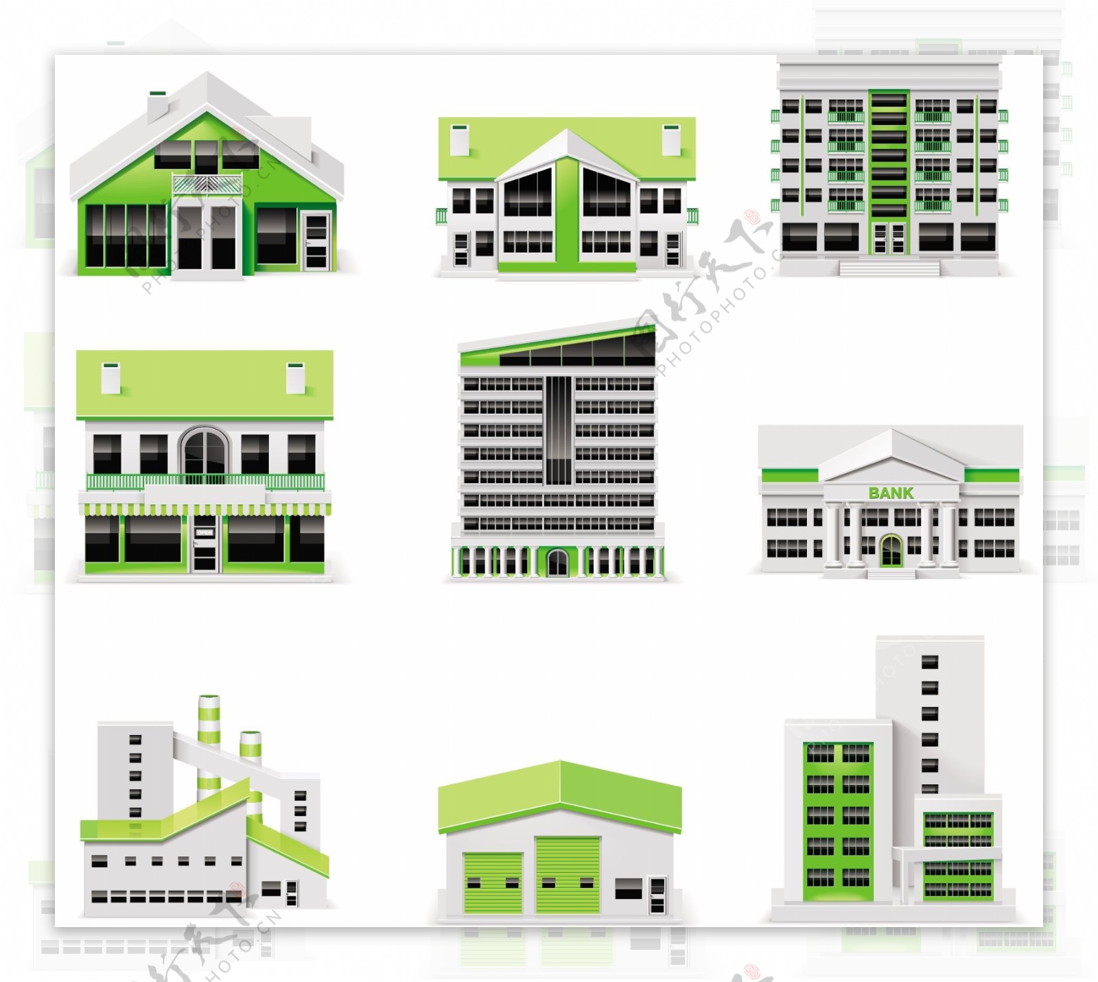 绿色小房子矢量素材图片