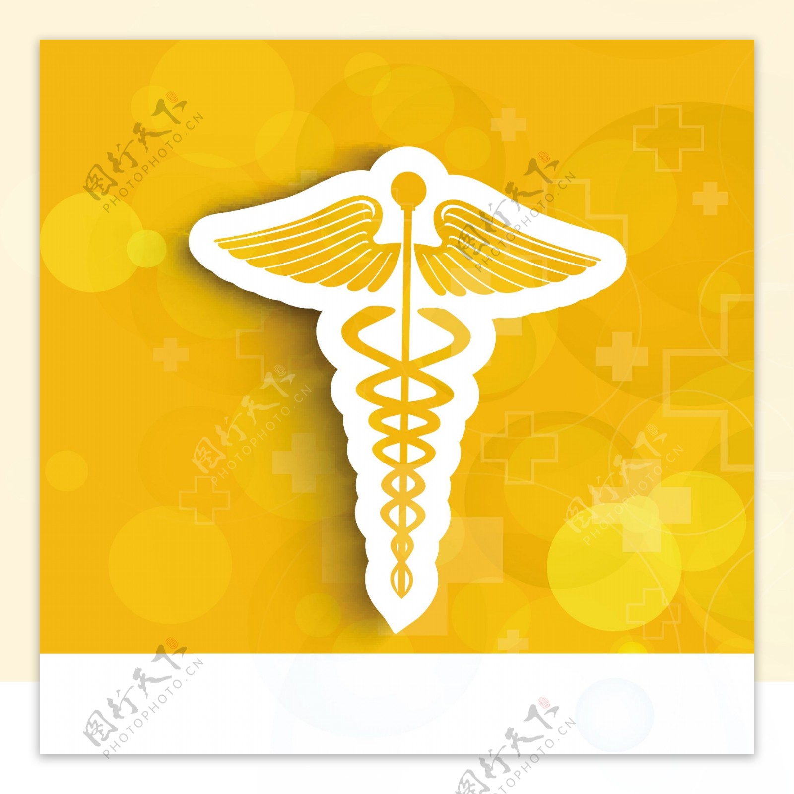 在闪亮的黄色背景医疗符号抽象医学概念