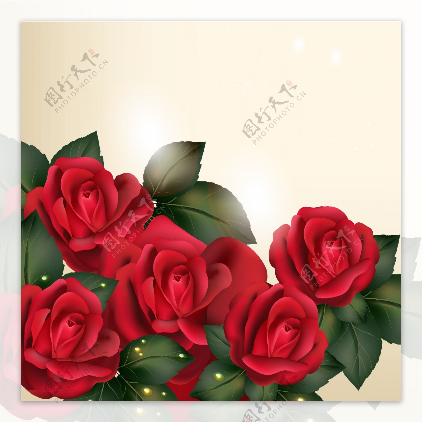 浪漫玫瑰花矢量背景图设计