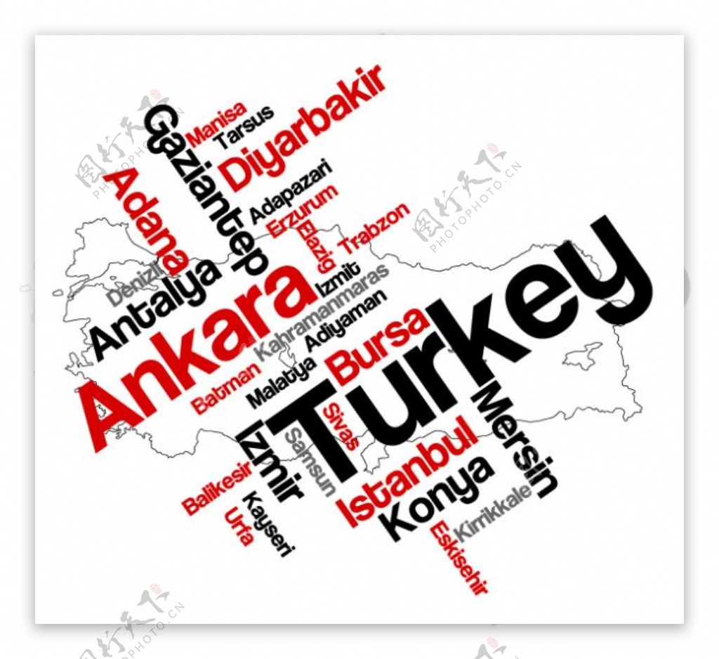 土耳其地图设计矢量图