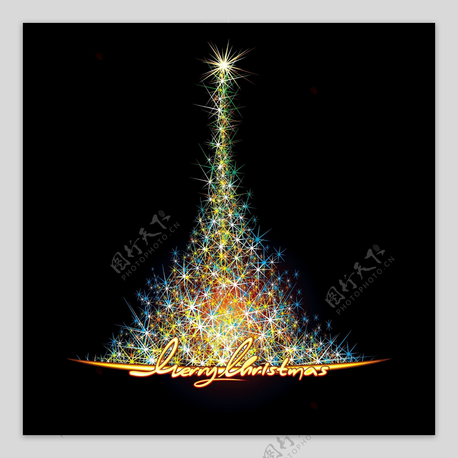 矢量星光圣诞树璀璨素材