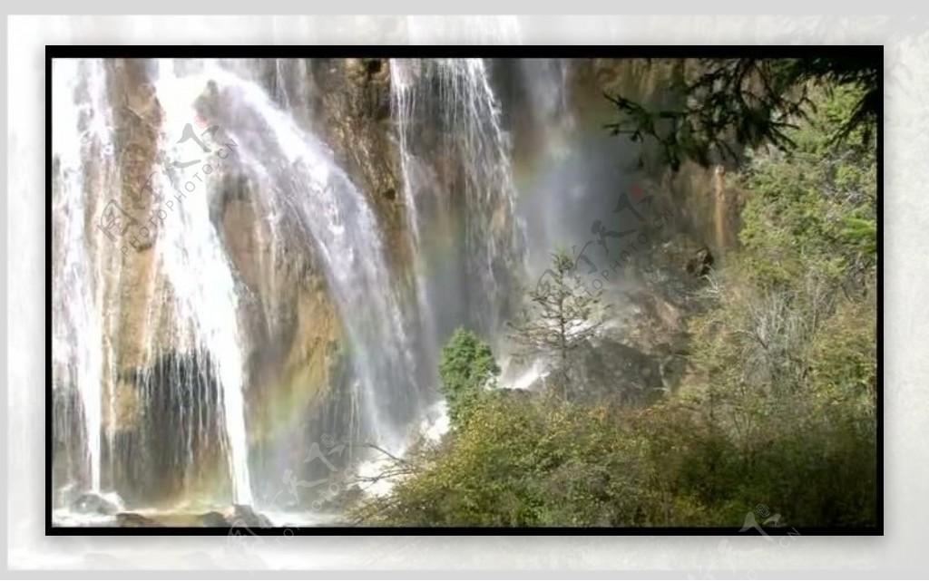 流水瀑布风景画视频图片