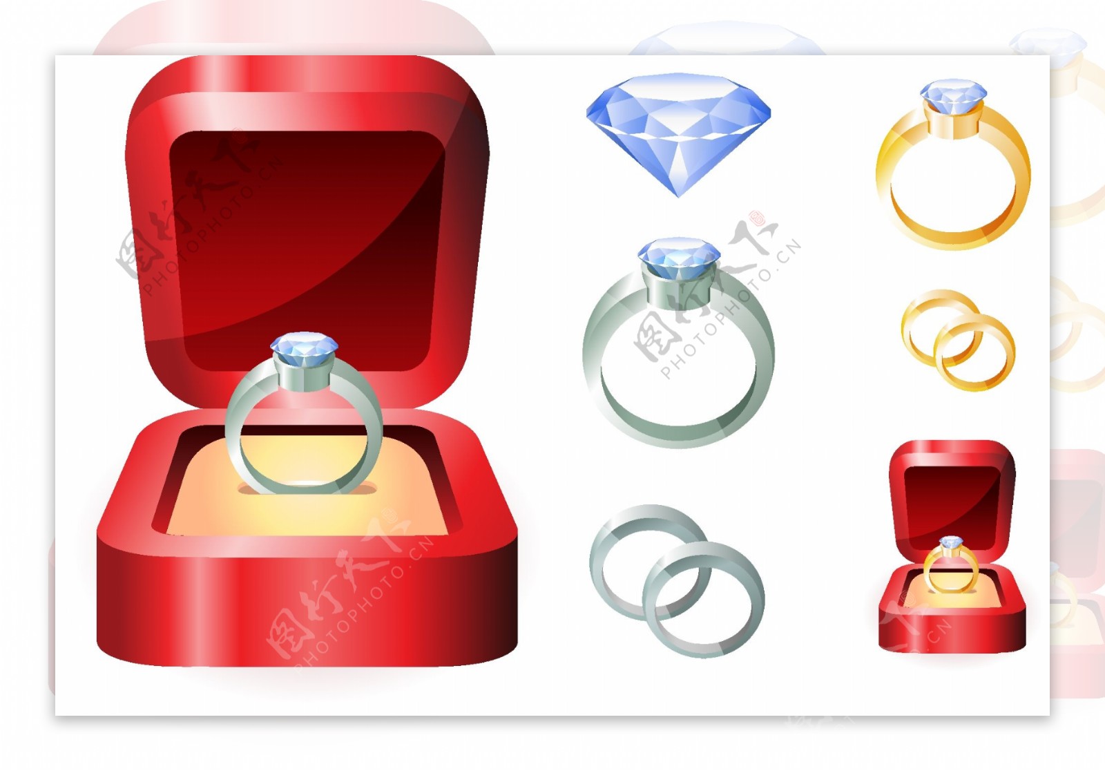 钻石戒指结婚矢量素材