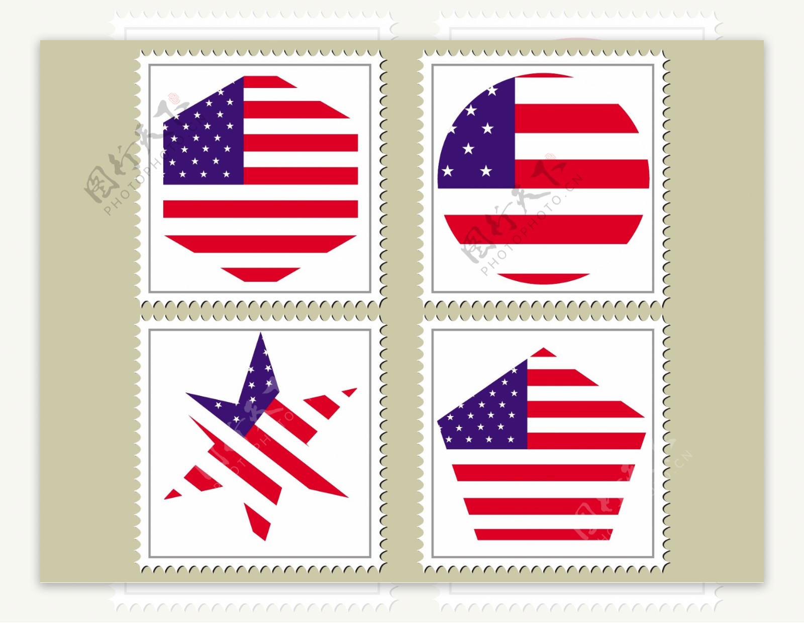 向量的美国国旗邮票