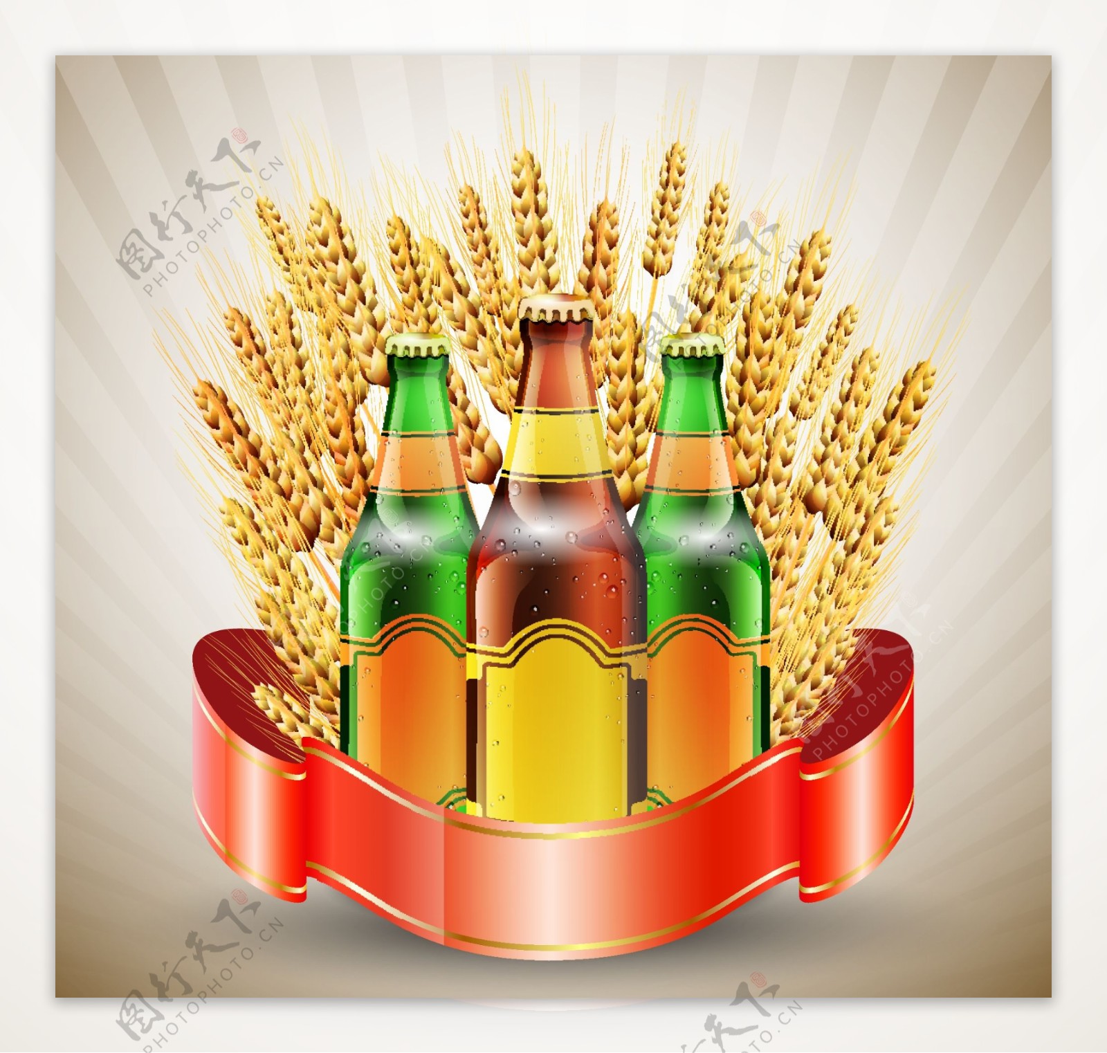 麦穗啤酒矢量素材图片