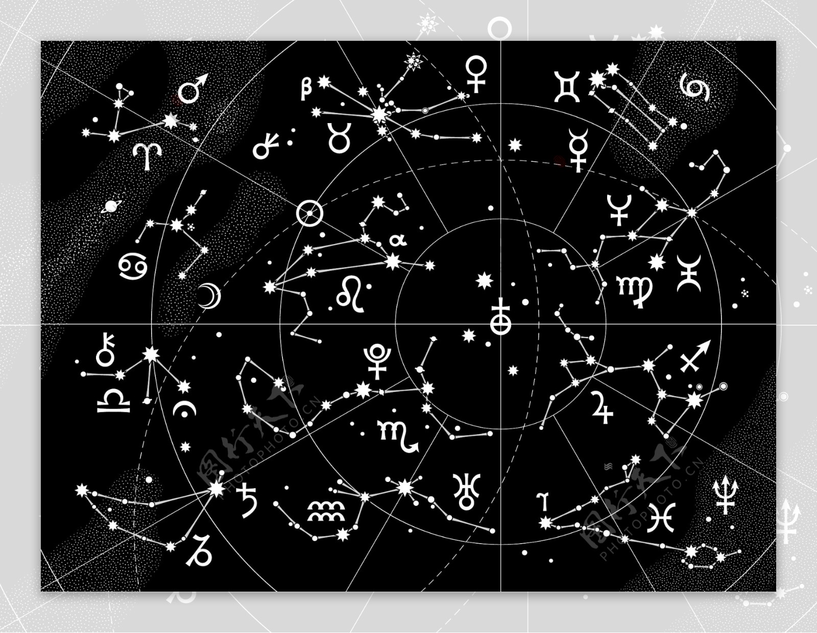 射手座的卡通12星座的图案矢量素材06