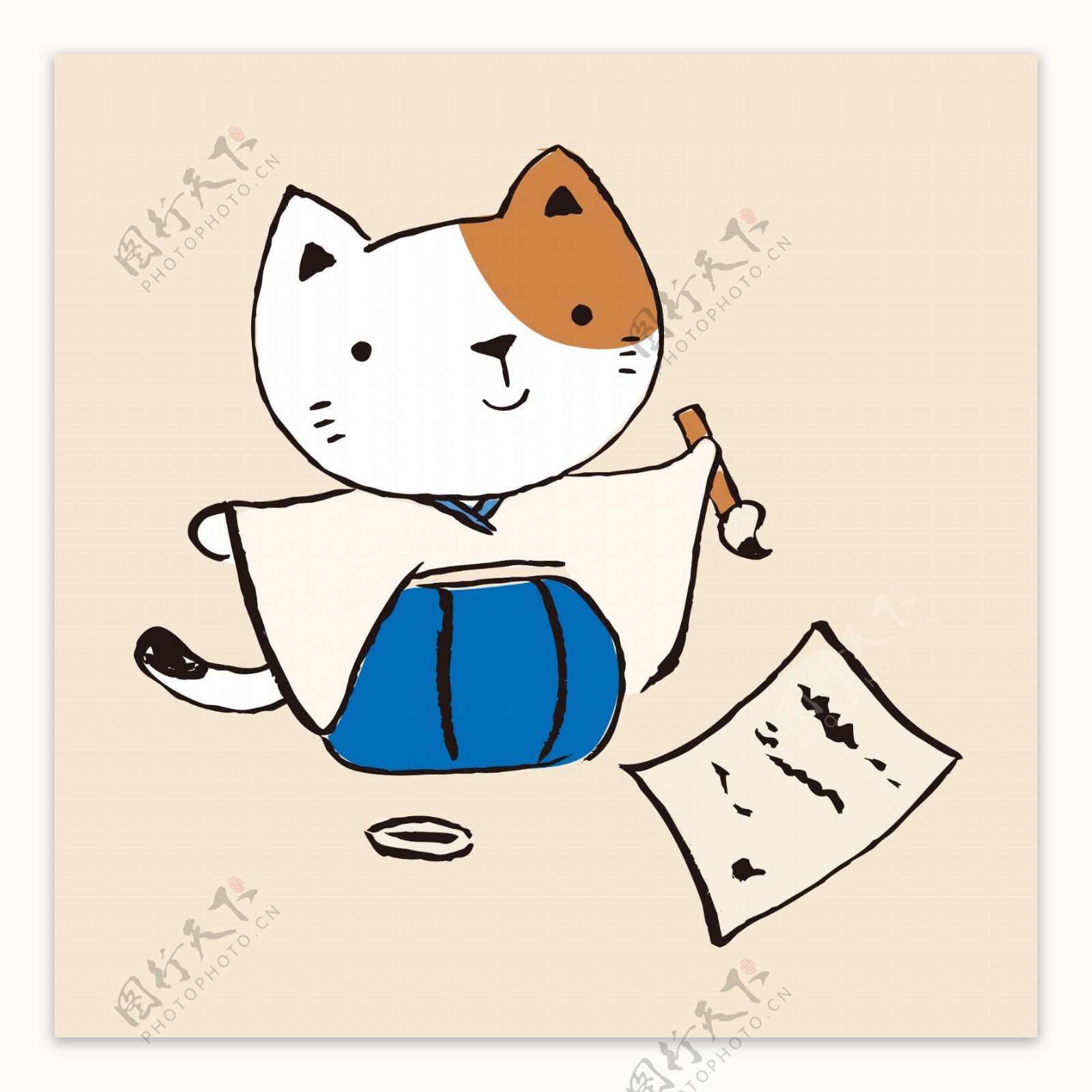 印花矢量图卡通卡通动物猫招财猫专题免费素材
