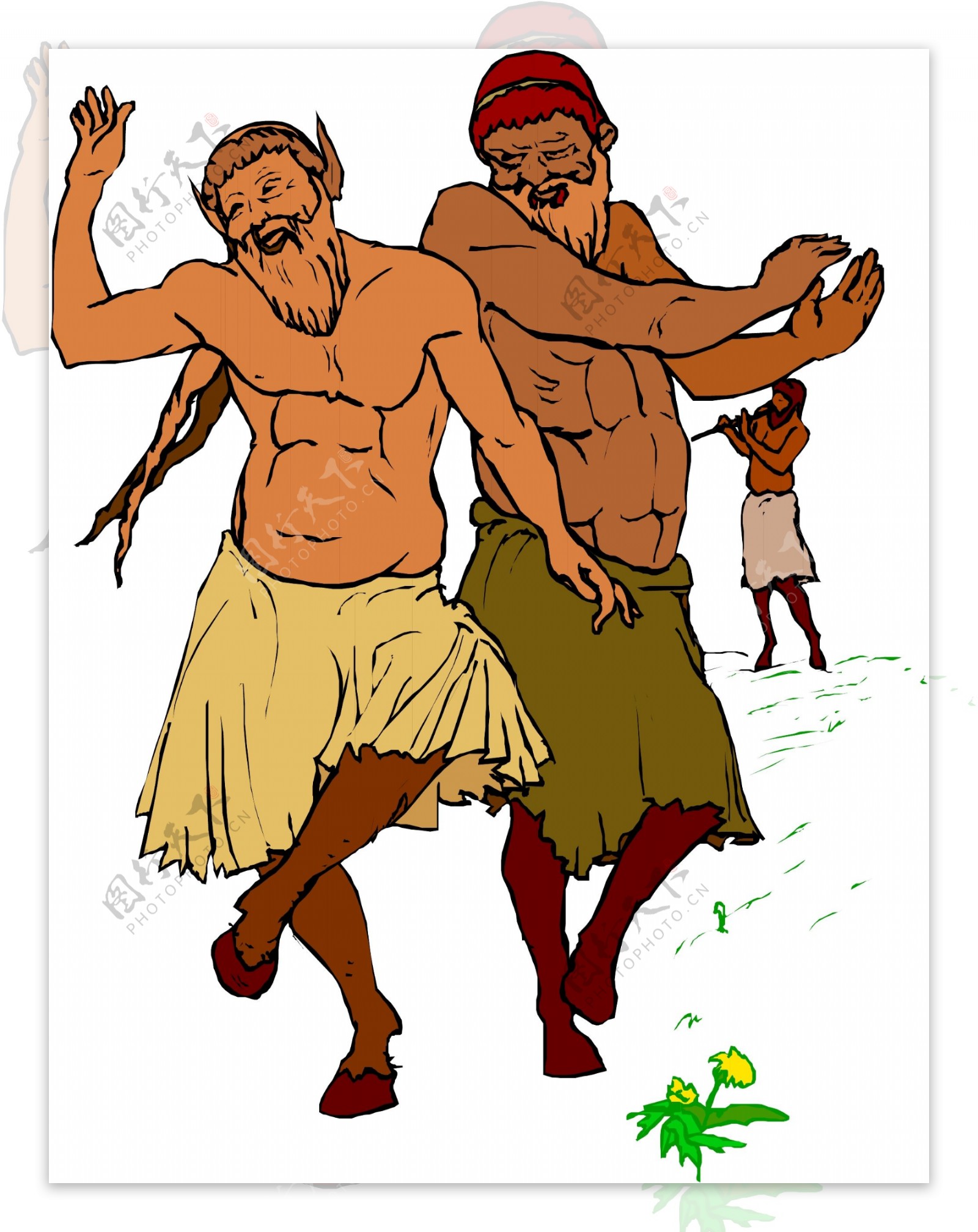 两个古代希腊人在跳舞