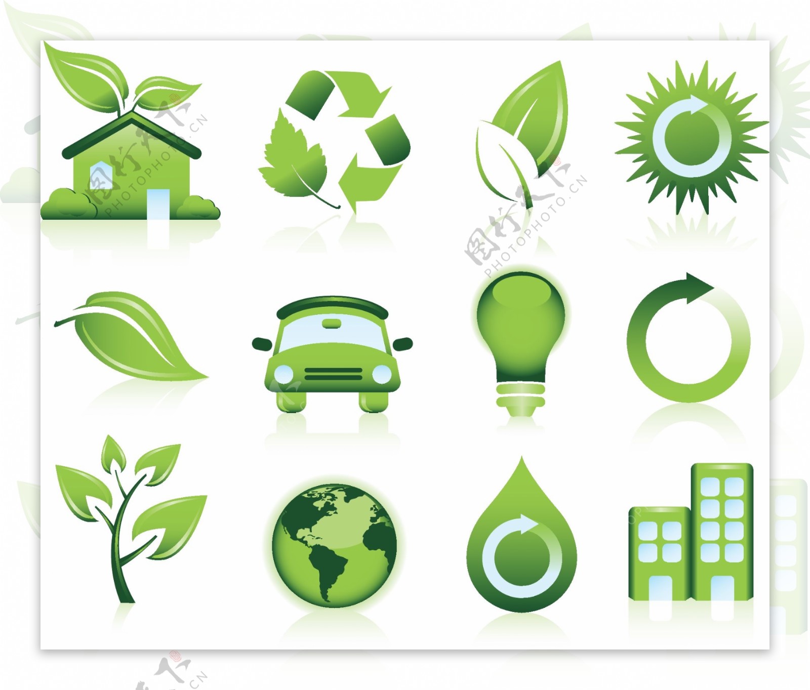 绿色生态环保生活图标矢量素材