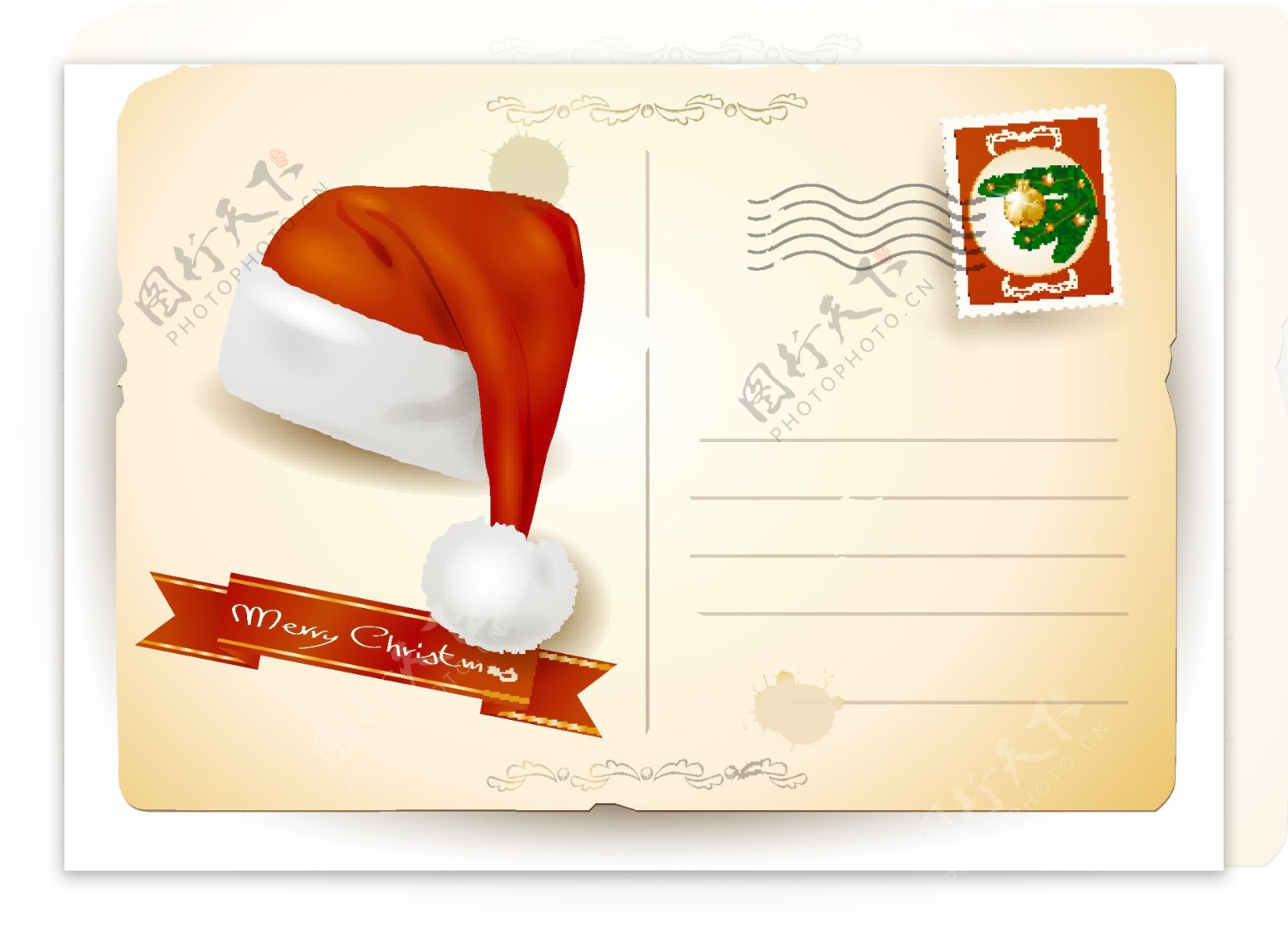 圣诞老人的明信片设计矢量