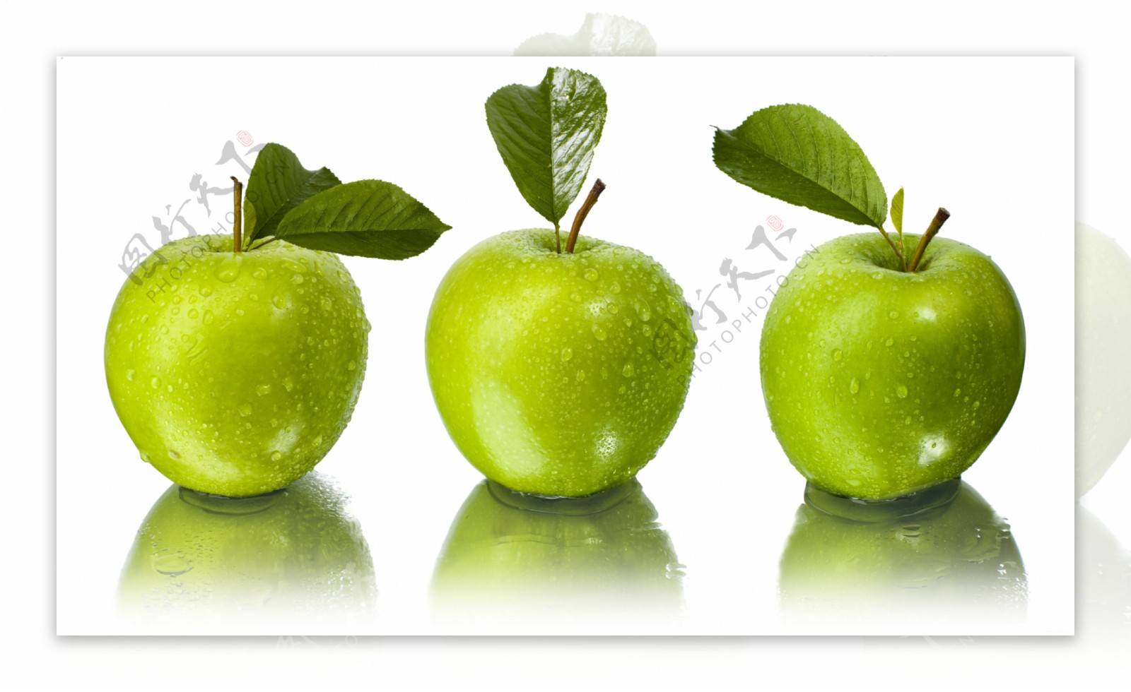 三个新鲜青苹果图片,高清图片,食物-纯色壁纸