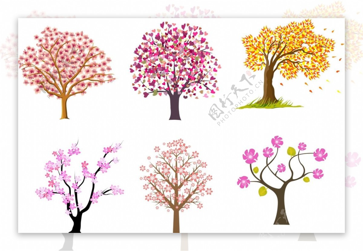 手绘花朵树木图片