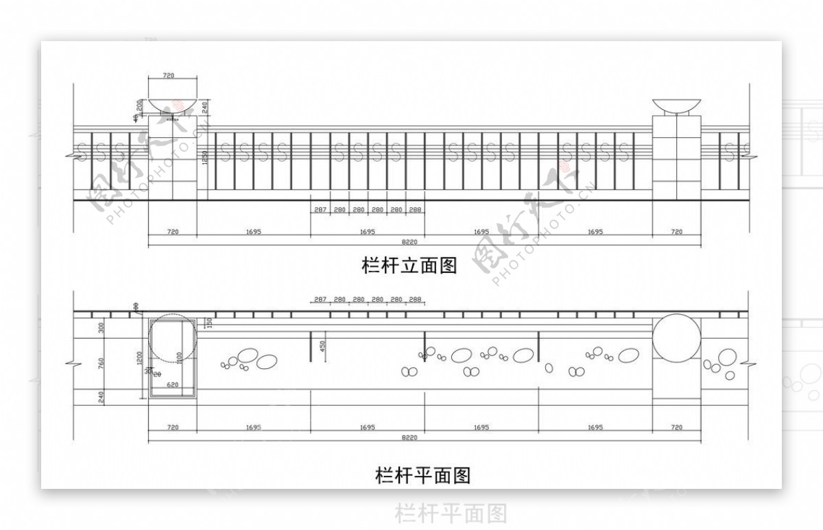 CAD施工图栏杆图片