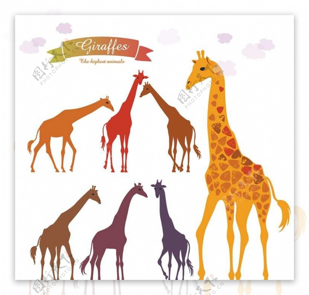 长颈鹿卡通动物设计动图片