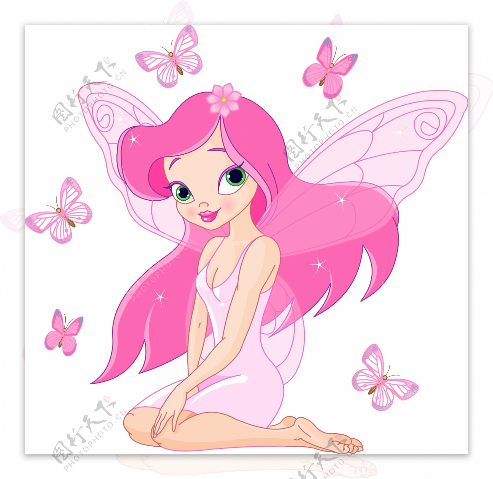 公主天使小女孩和蝴蝶图片