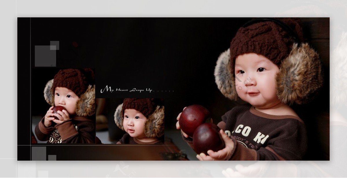 宝宝抱着红苹果图片