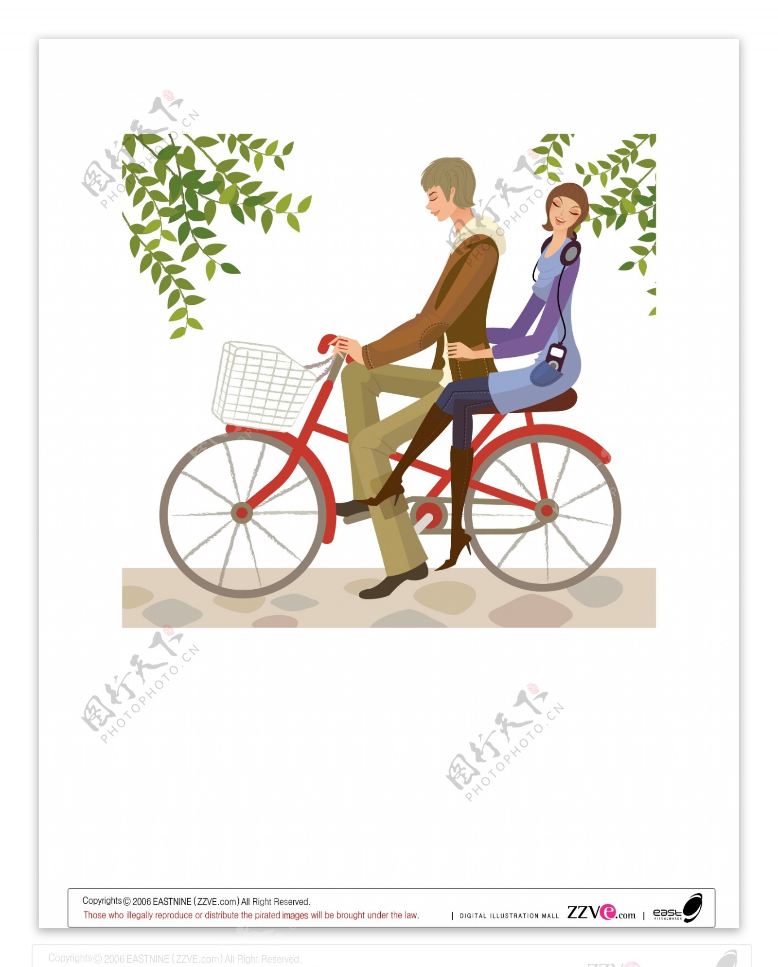 时尚生活男女骑自行车图片