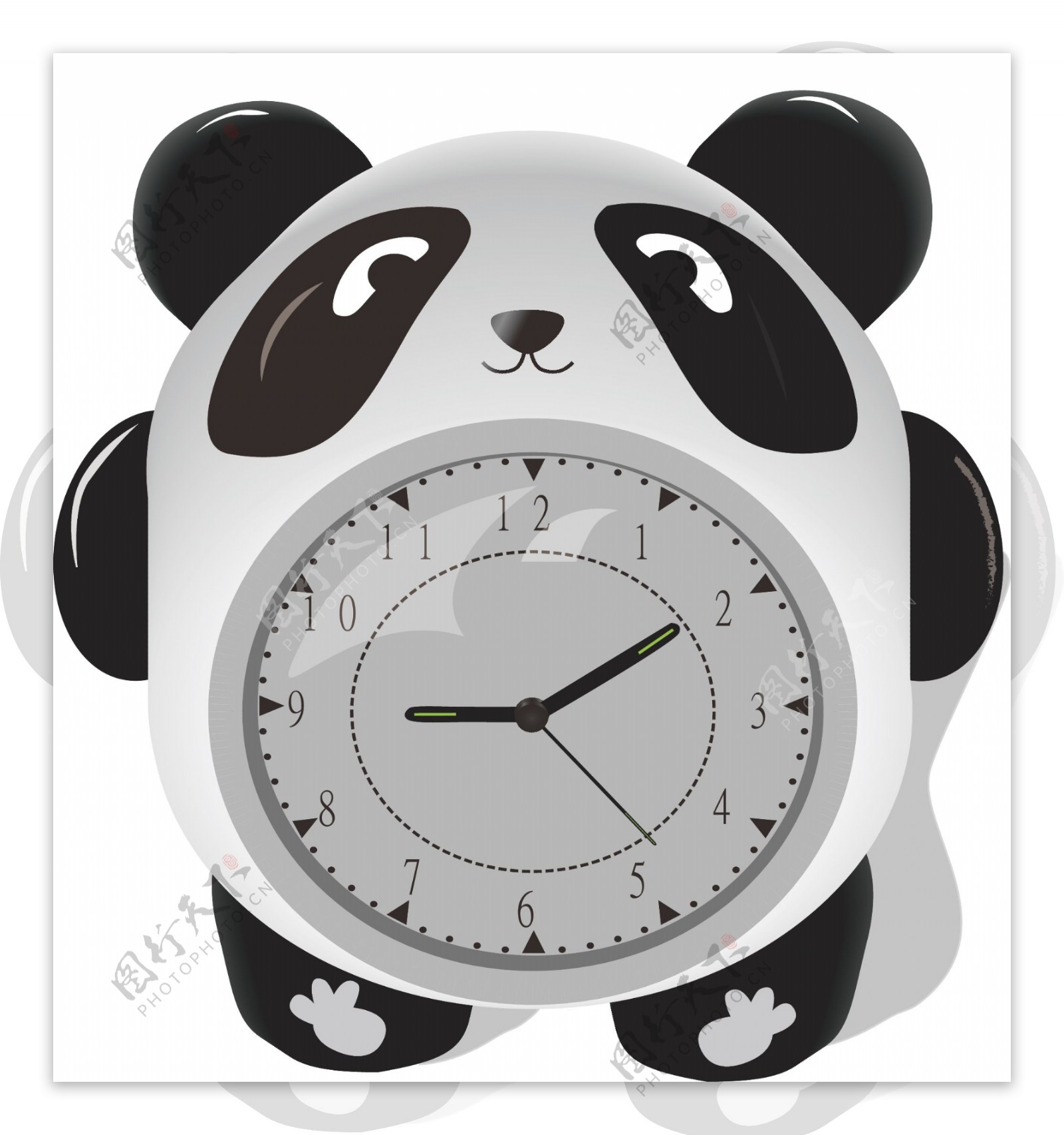 熊猫闹钟矢量图图片