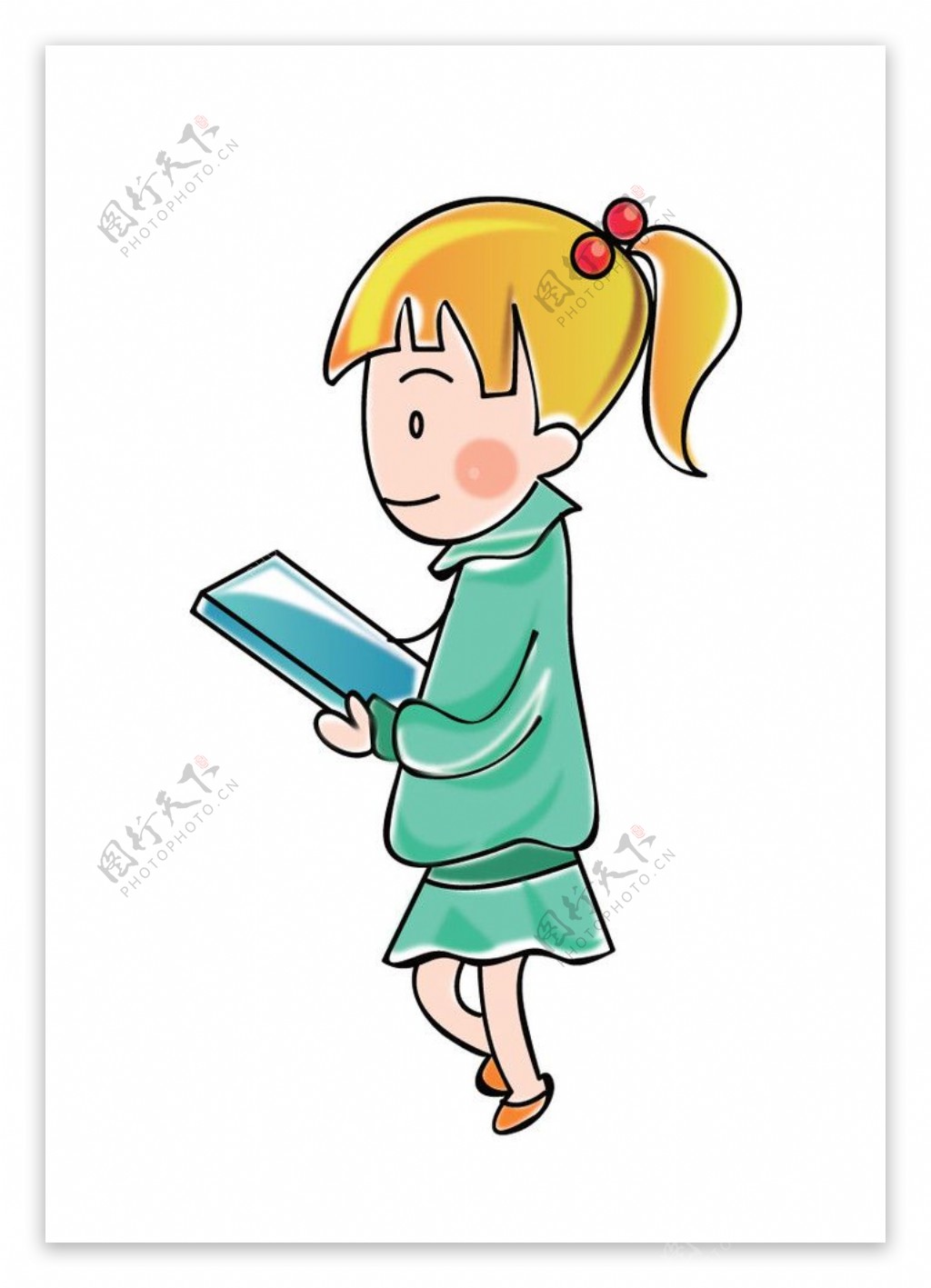 矢量卡通小女孩读书图图片