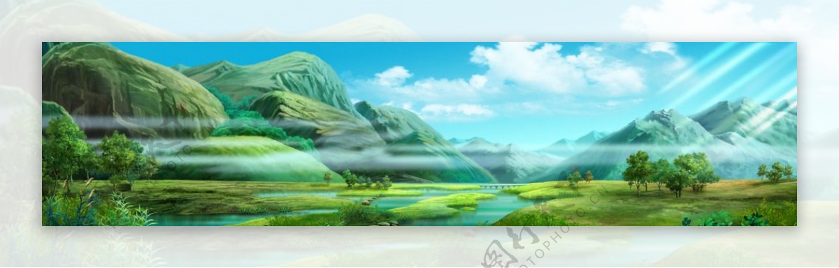 动画山水场景分层图片