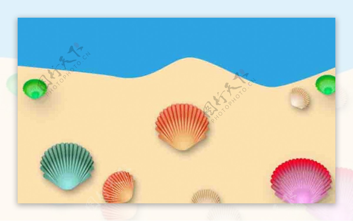 彩色贝壳沙滩海水图片