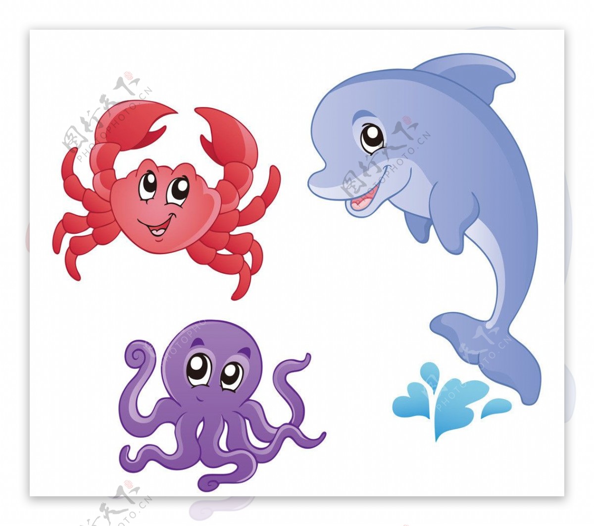 矢量海豚螃蟹图片