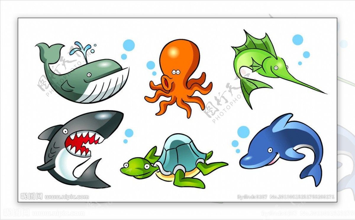 卡通矢量图鲸鱼鲨图片