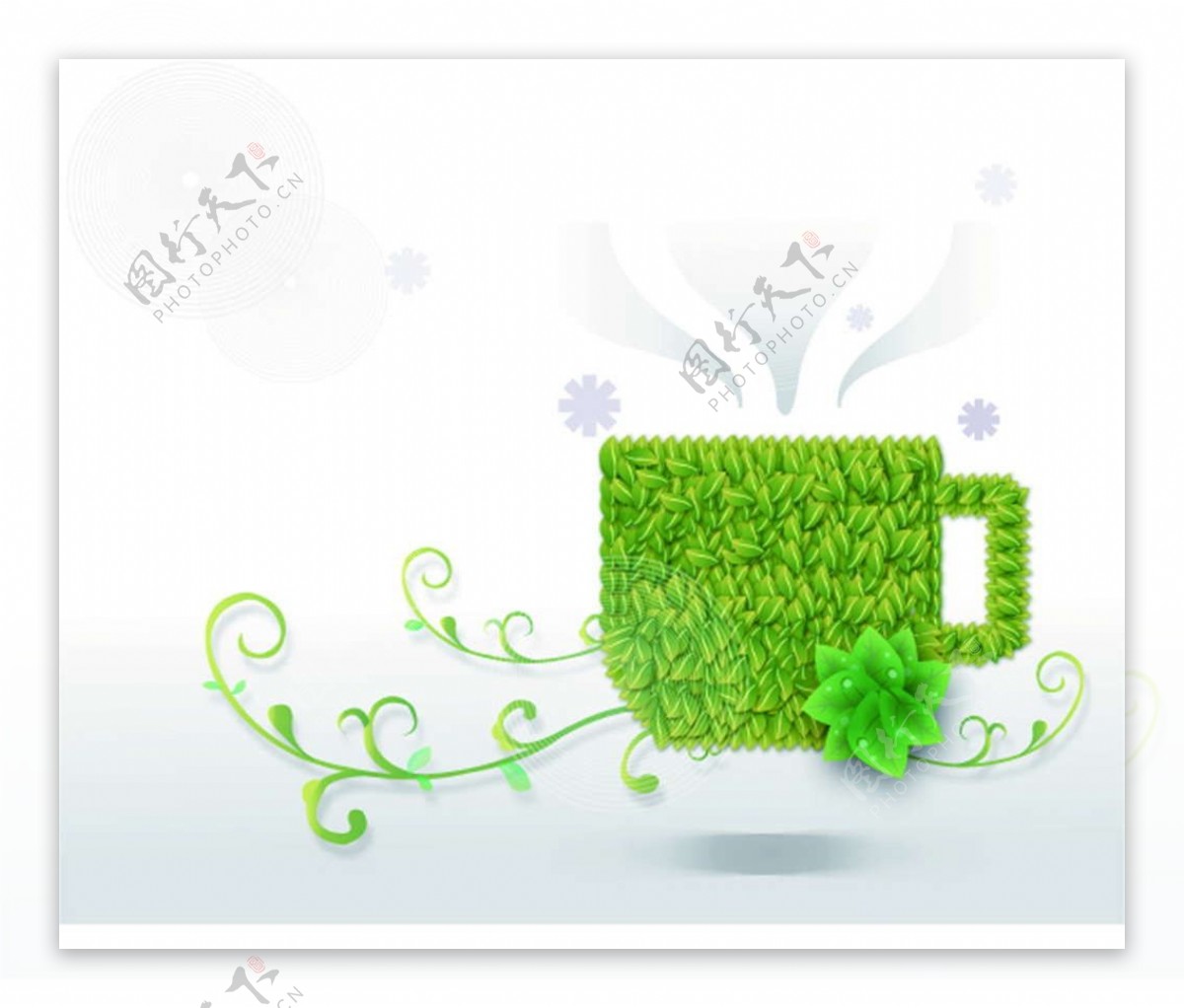 绿叶咖啡杯图片