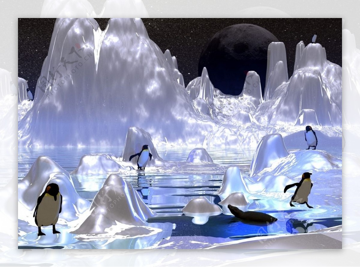 企鹅和冰山图片