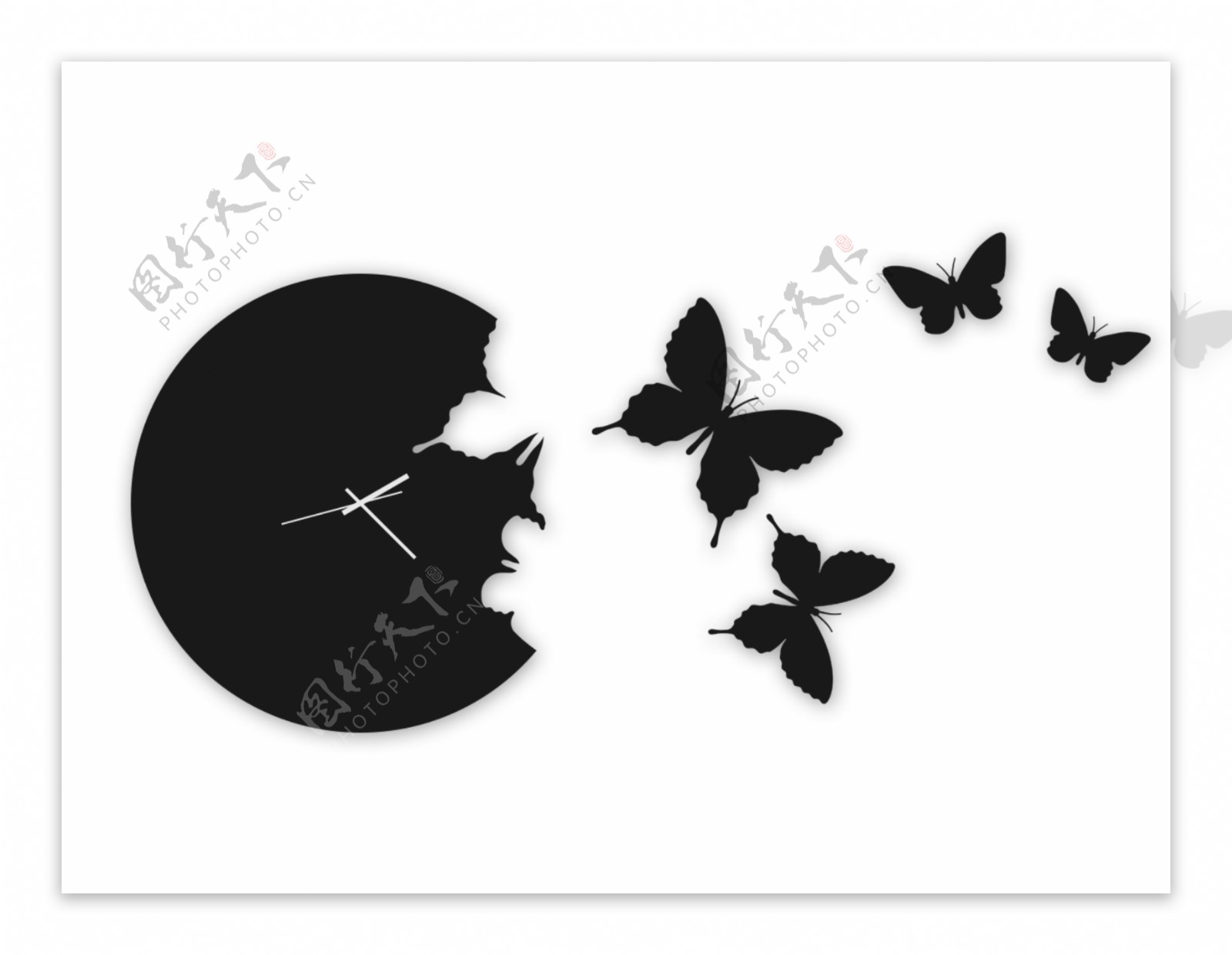 黑色蝴蝶钟面图片