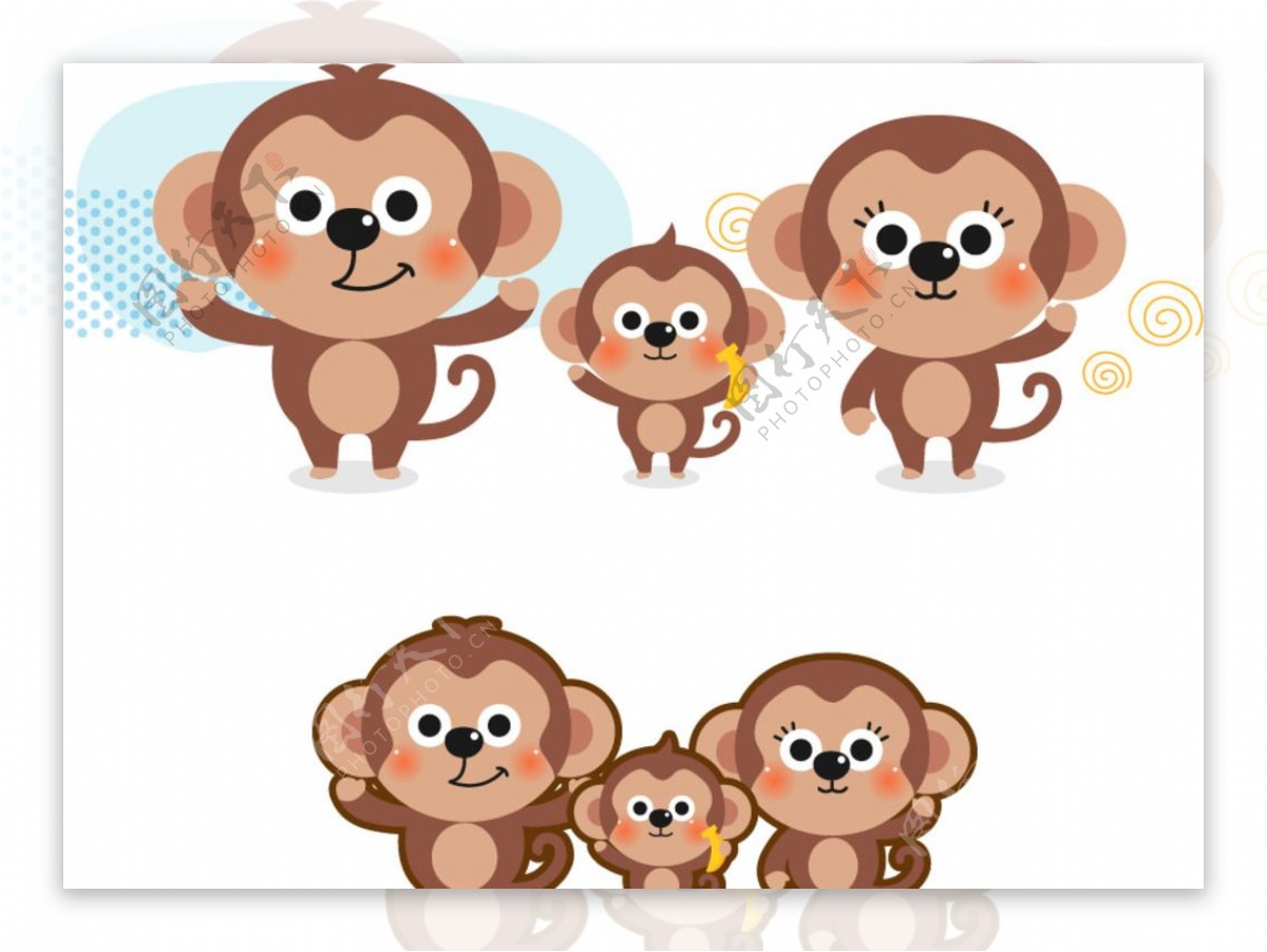 可爱卡通小动物猴子图片