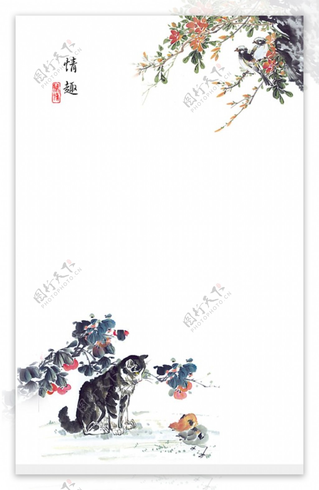 中国画猫与鸟的情趣图片