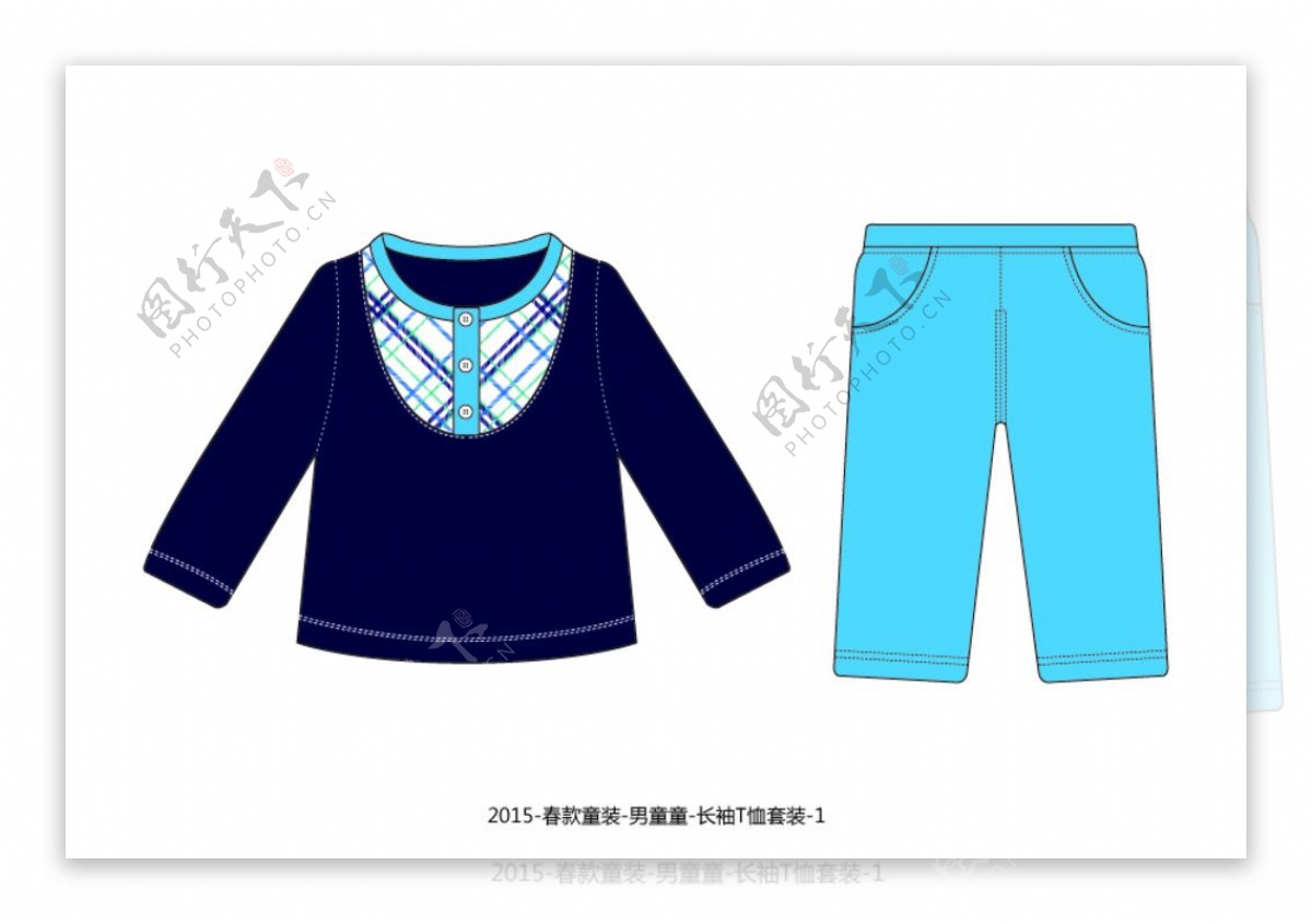 2015春款男童长袖套装图片