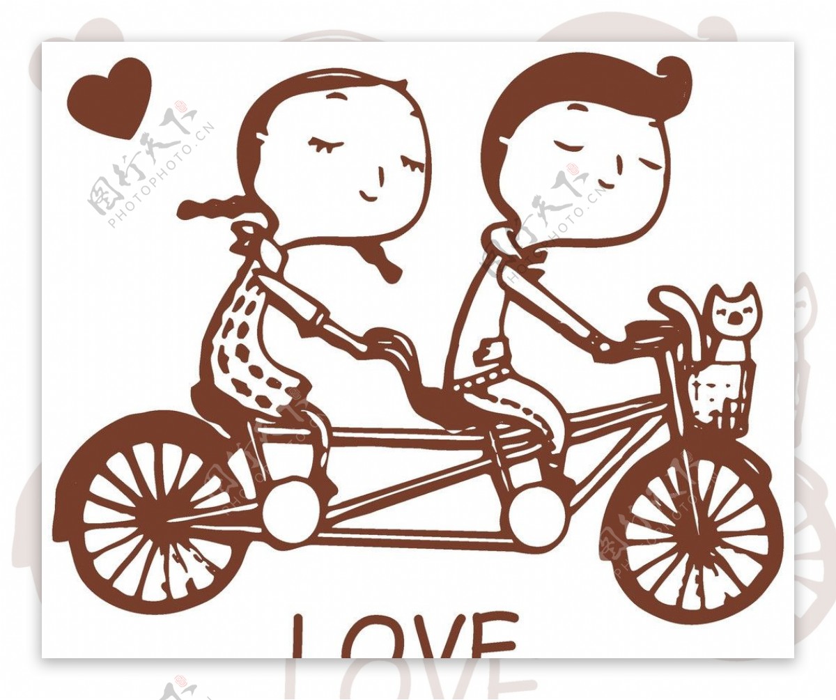 情侣自行车图片