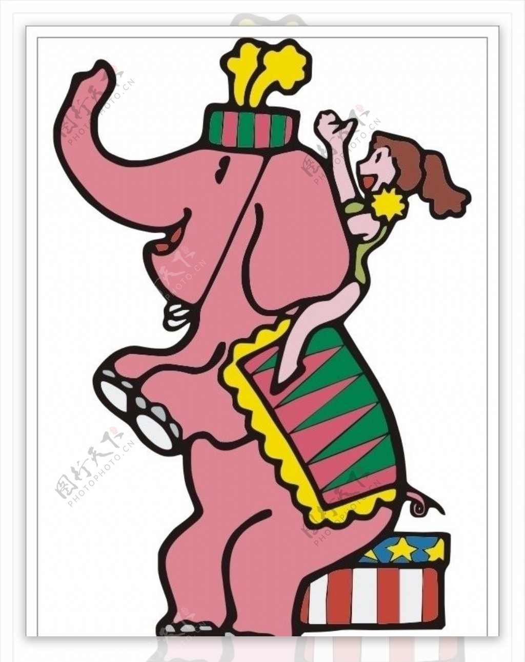卡通魔术牌大象美女图片
