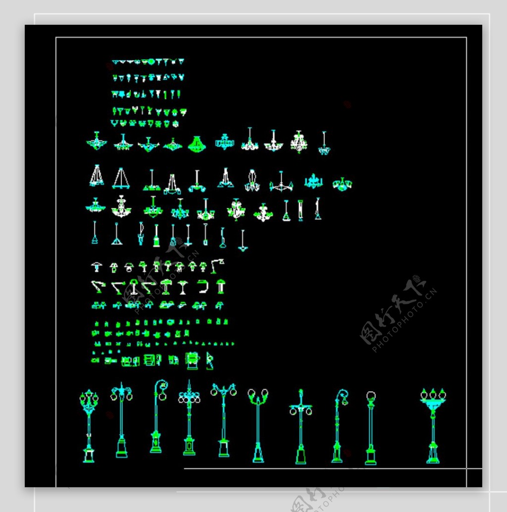 CAD各类灯具图片