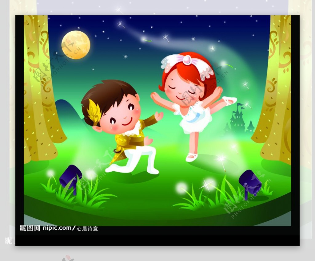 儿童节矢量卡通跳舞男女图片